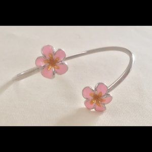 Na Hoku Pink Plumeria Bangle Cuff Bracelet